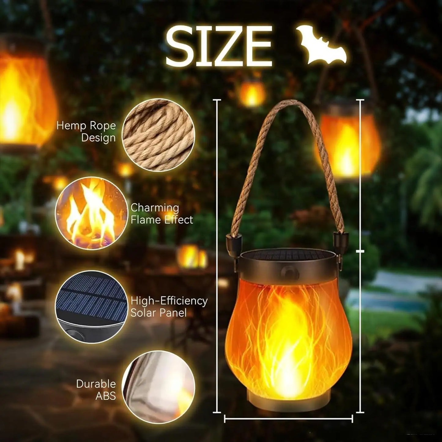 Solar Flame Hanging Lantern | USB Rechargeable Outdoor Light Solar Hanging Lantern Peaceful Pleasures Health and Wellness