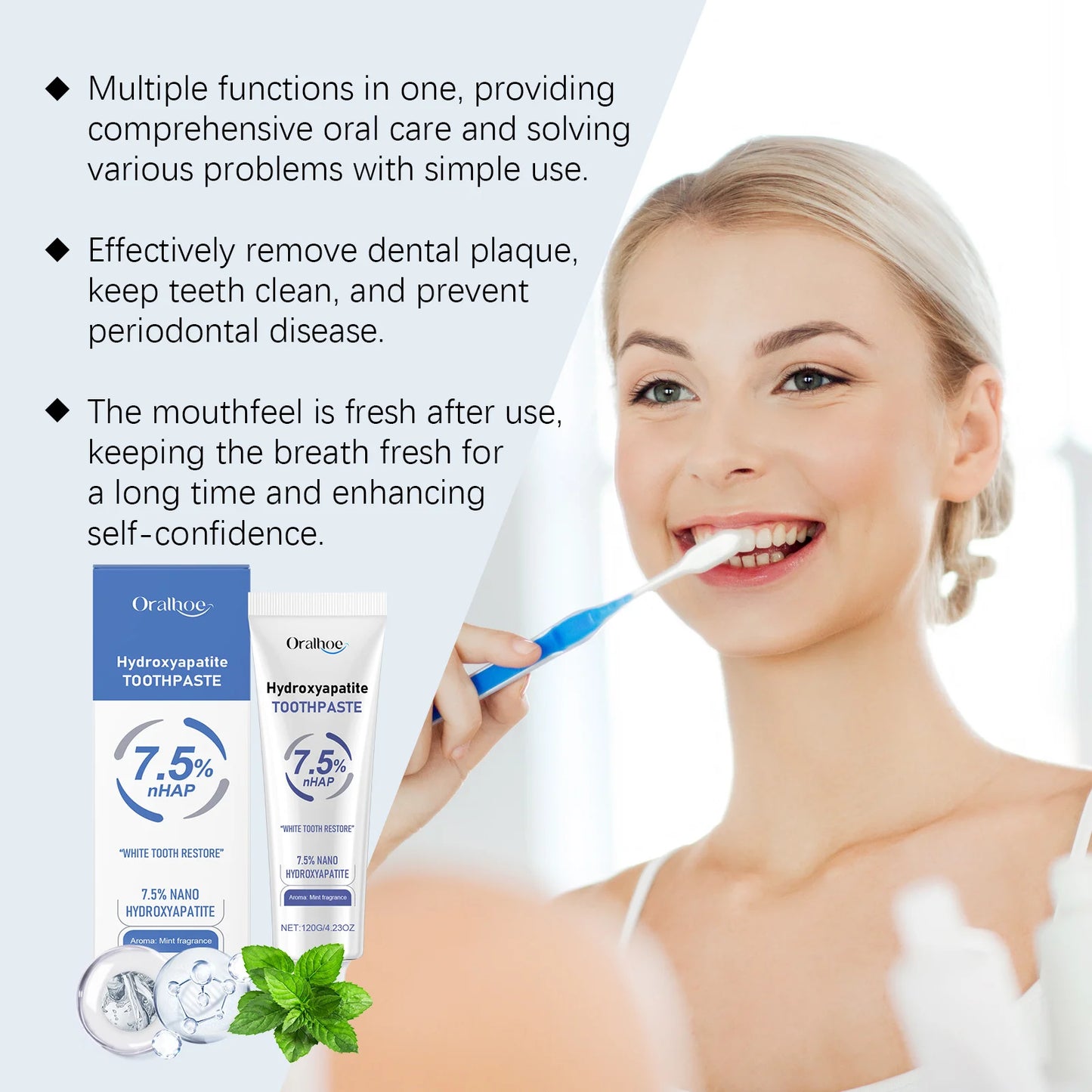 Oralhoe Mint Whitening Toothpaste – Brightens & Deep Cleans 120g