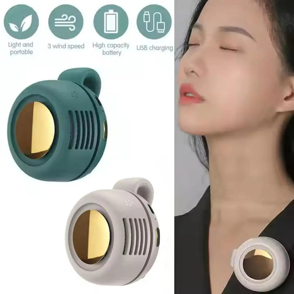 Portable Mini Small cyclone bladeless fan Large wind 360 degree wind control hanging waist bladeless fan Handheld Cooling Device Peaceful Pleasures Health and Wellness