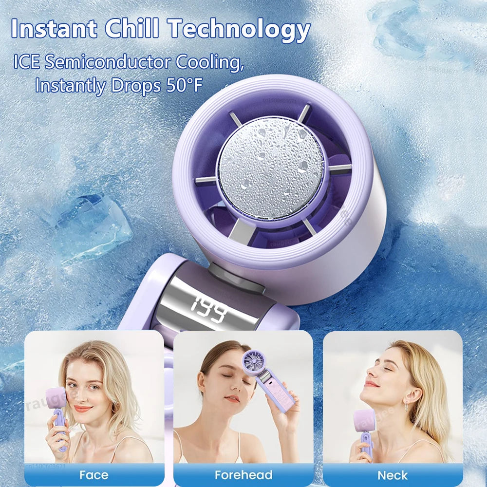Portable Fan 180°Adjustable Desktop Cooling Fan LED Display Rechargeable for Outdoor Travel Handheld Mini Fan Hanging Neck Fan Peaceful Pleasures Health and Wellness