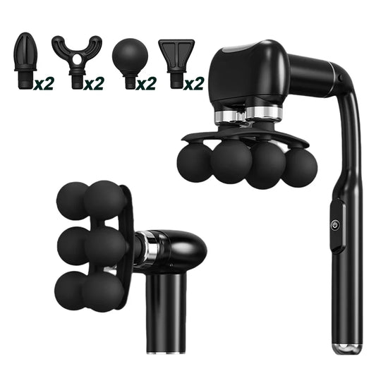 6-Heads Handhel Fascia Gun High Frequency Vibration Body Massage Gun Neck Shoulder Waist Back Handle Massager Fascia masajeador Peaceful Pleasures Health and Wellness