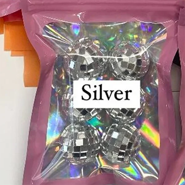 6-Pack Mini Disco Balls Silver Pink Glitter Party Decor