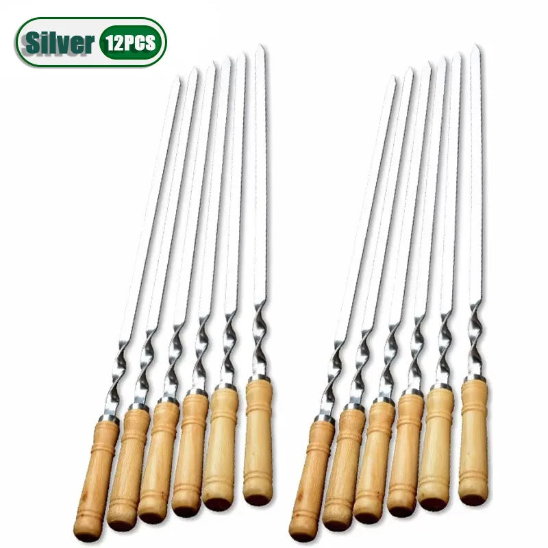 55cm Stainless Steel BBQ Skewers – 6–24 Pack Kebab Grill Sticks