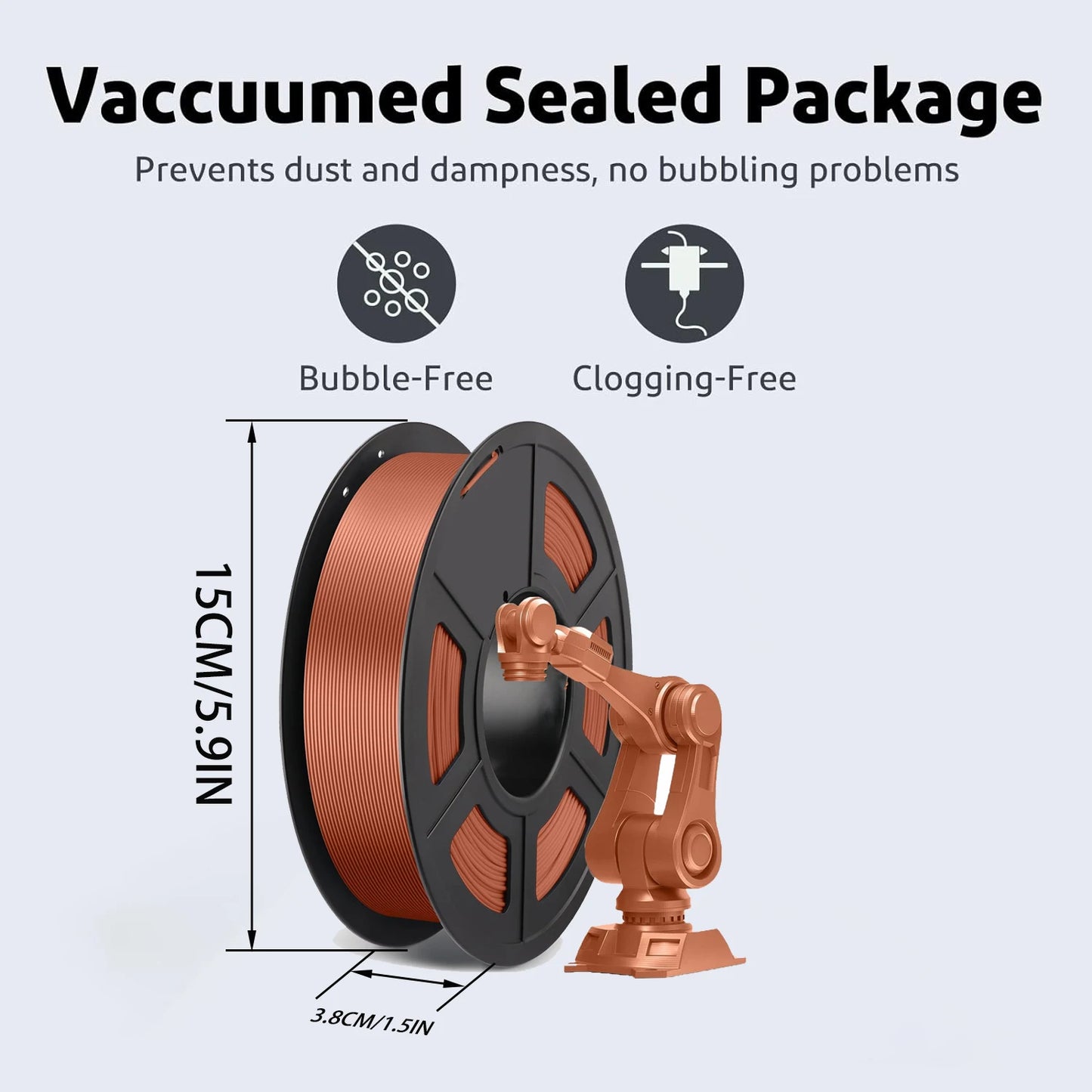 Silk PLA Filament 1.75mm Copper Metallic 250g – Clog-Free