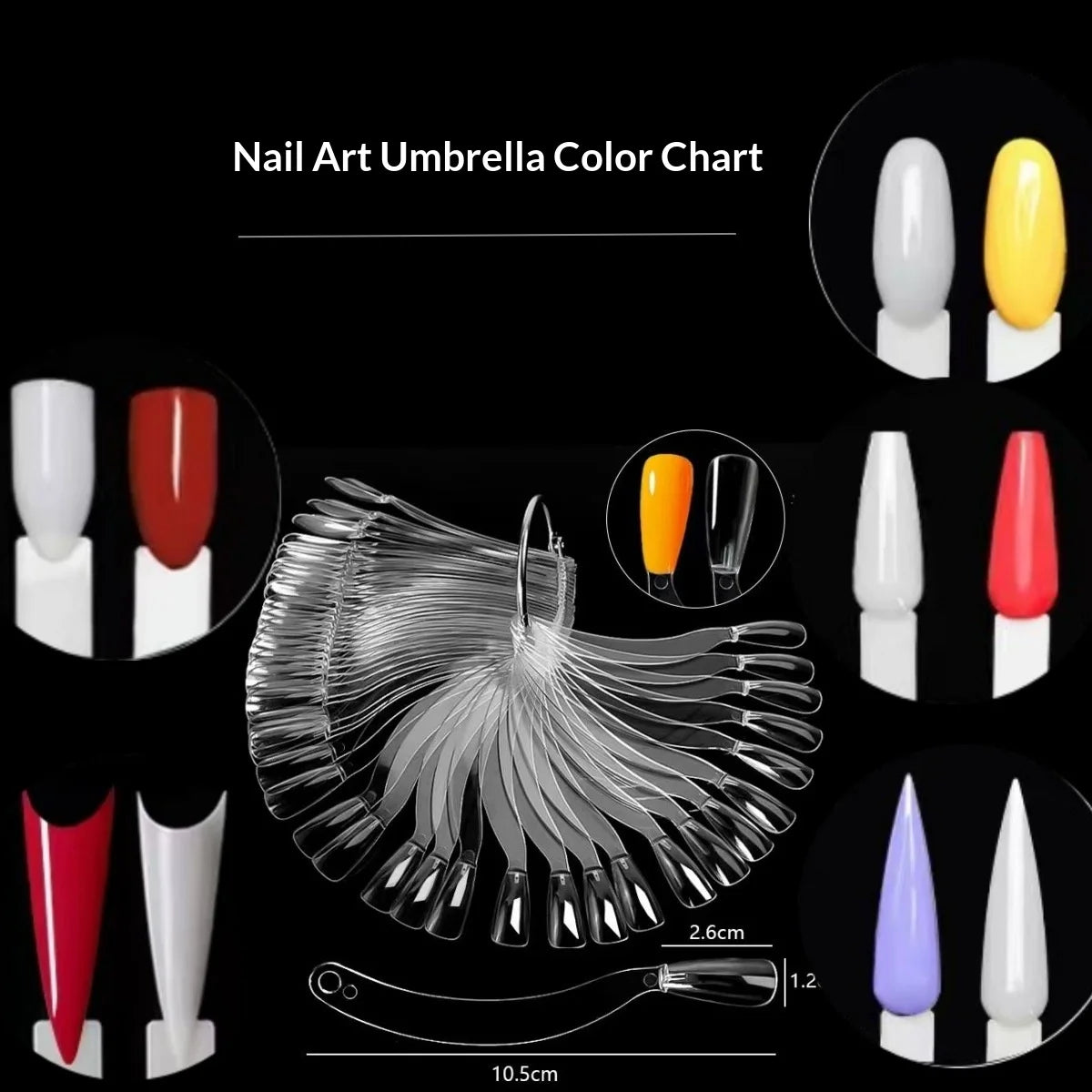 50pcs Oval Fan Nail Display Tips | UV Gel Polish Swatch Chart