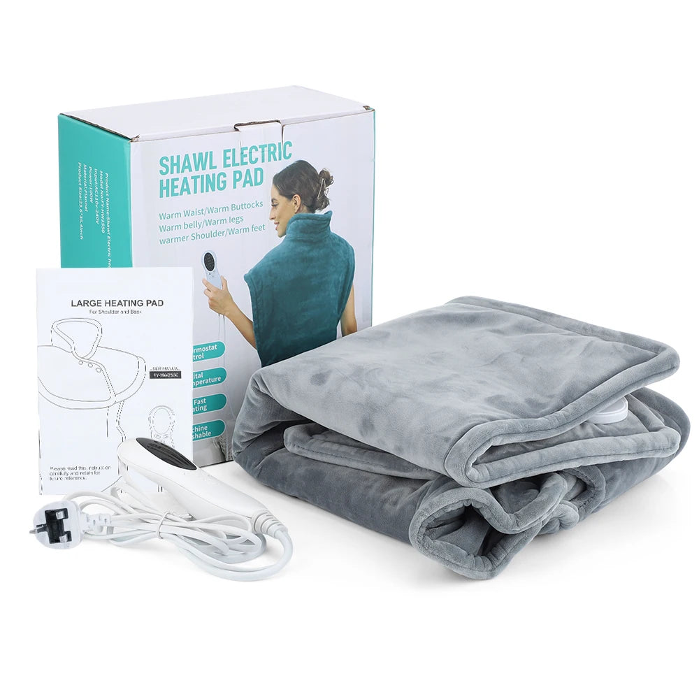60*90cm Electric Heating Pad Heated Velvet Blanket for Bed Sofa Office Warm Winter Thermal Vest Back Shawl Abdomen Warmer Peaceful Pleasures Health and Wellness UK PLUG