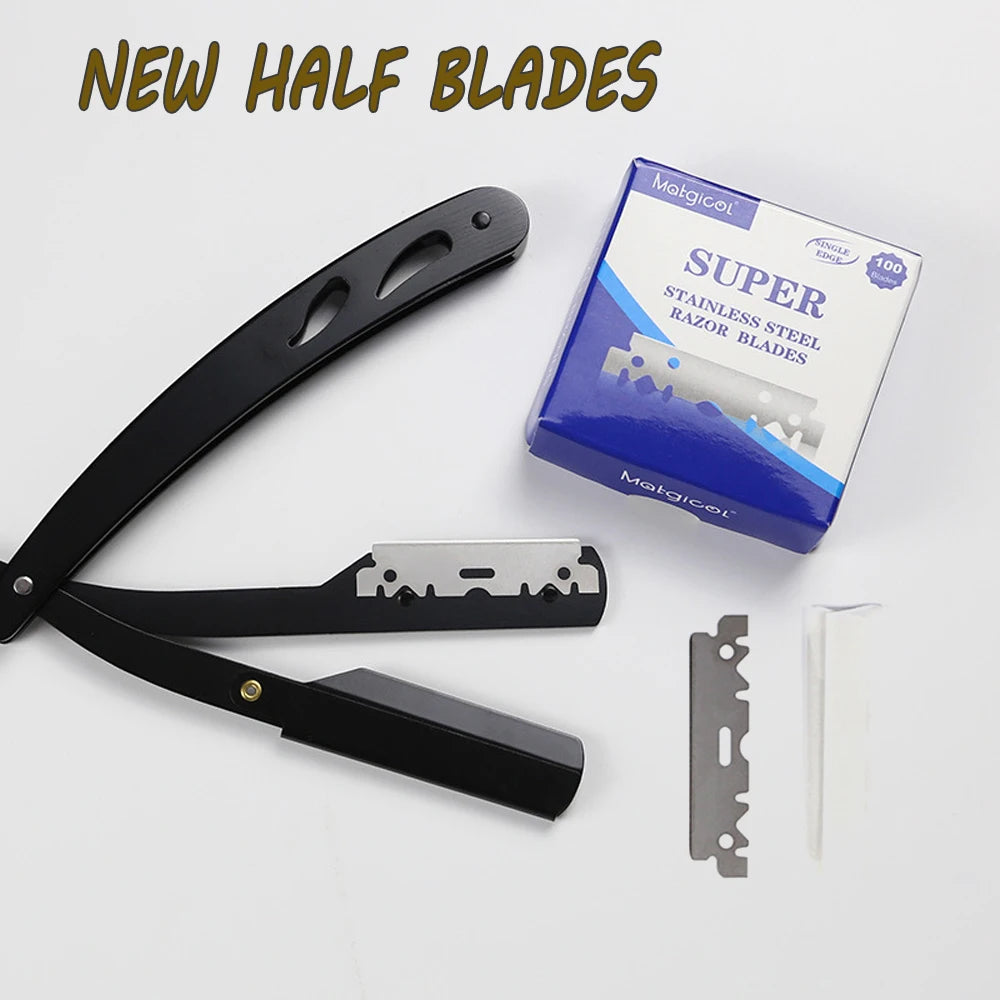 100-Pack Single-Sided Stainless Steel Razor Blades for Barbers