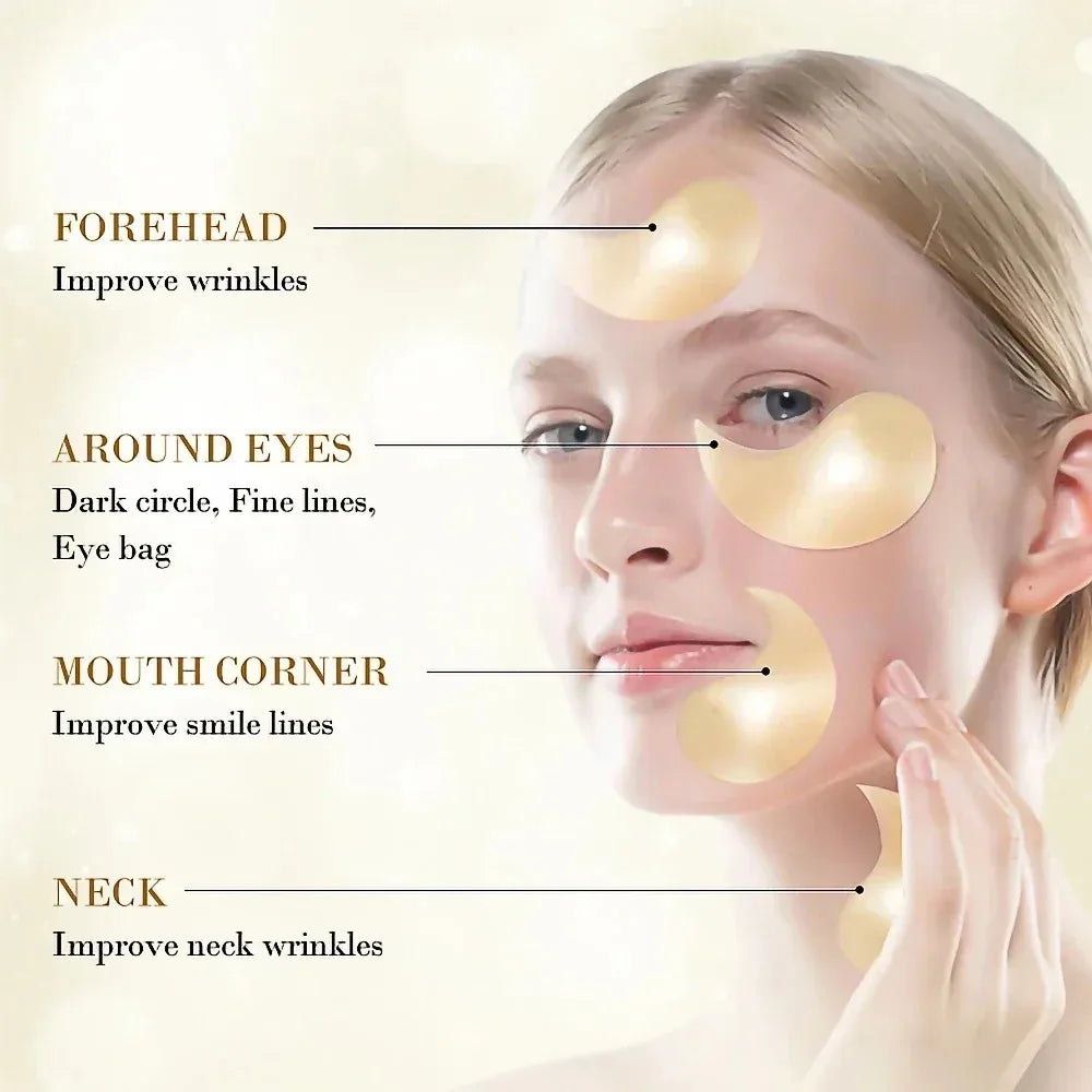 60pcs Gold Crystal Collagen Eye Mask Beauty Moisturizing Firming Anti Dark Circles Eyes Bags Removal Eyes Care Eye Patches Peaceful Pleasures Health and Wellness