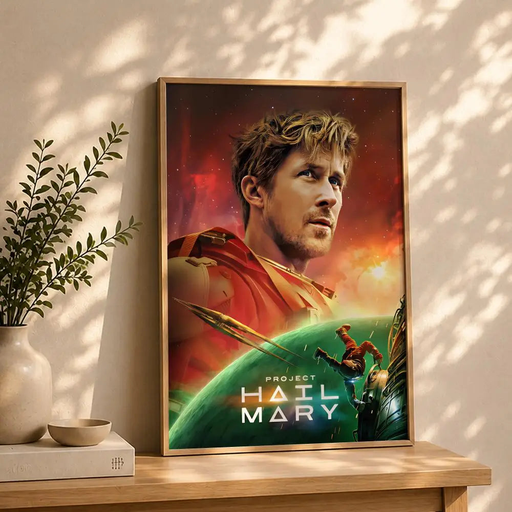 Movie-Project Hail Mary Poster HD Self Adhesive Waterproof Wall Art Ideal for Home Office Dorm Bedroom Great Gift Peaceful Pleasures Health and Wellness White22 50X70cmNoframe