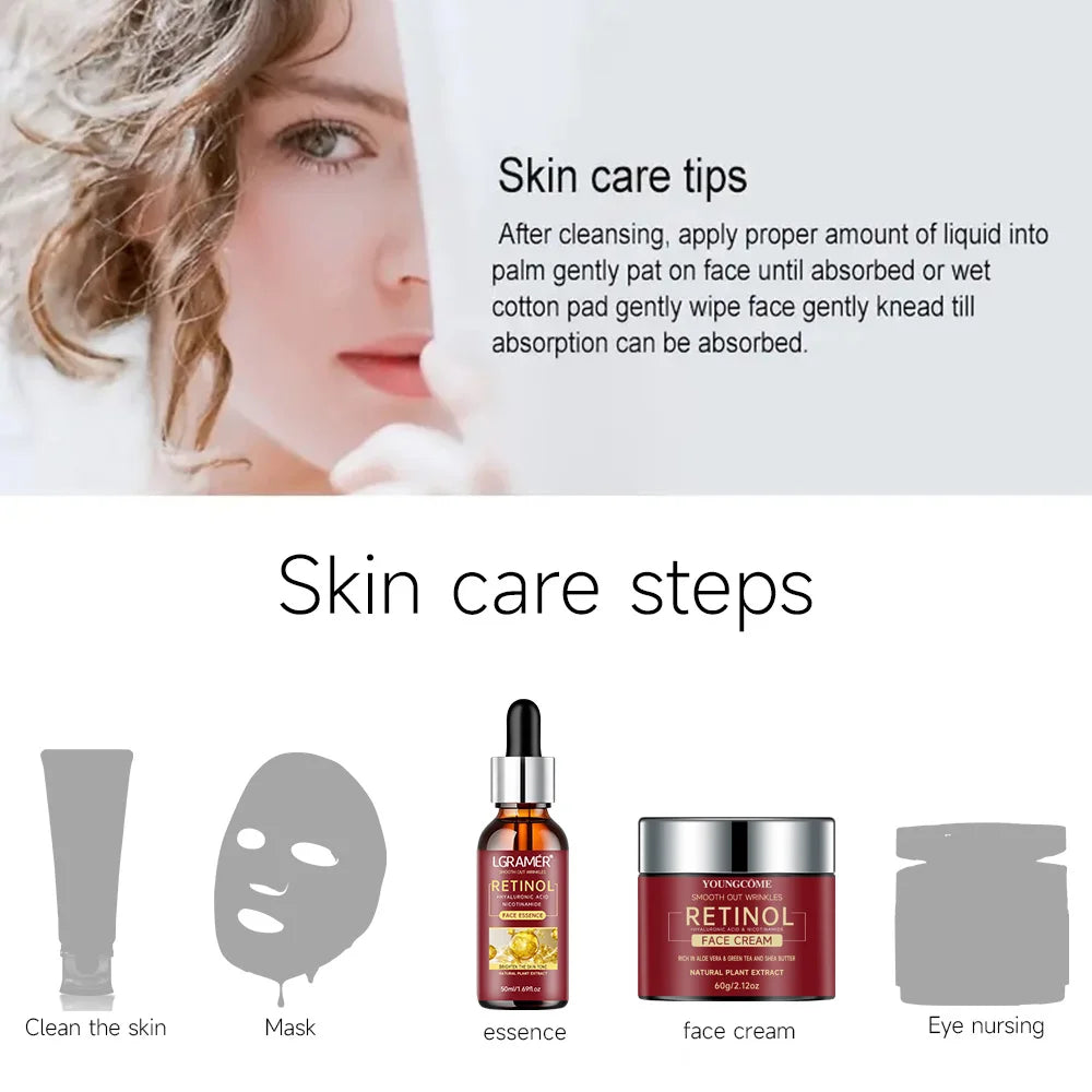 Retinol Serum Combo Face Cream Lifting Firming Repairing Moisturizing Nourishing Cream Brightening Skin Younger Face Skin Care Peaceful Pleasures Health and Wellness