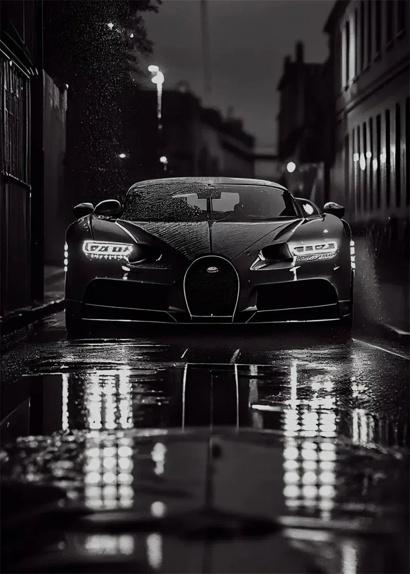 Black and white luxury car canvas super car canvas mural painting living room home aesthetics wall decoration art Peaceful Pleasures Health and Wellness 2 20x30cm
