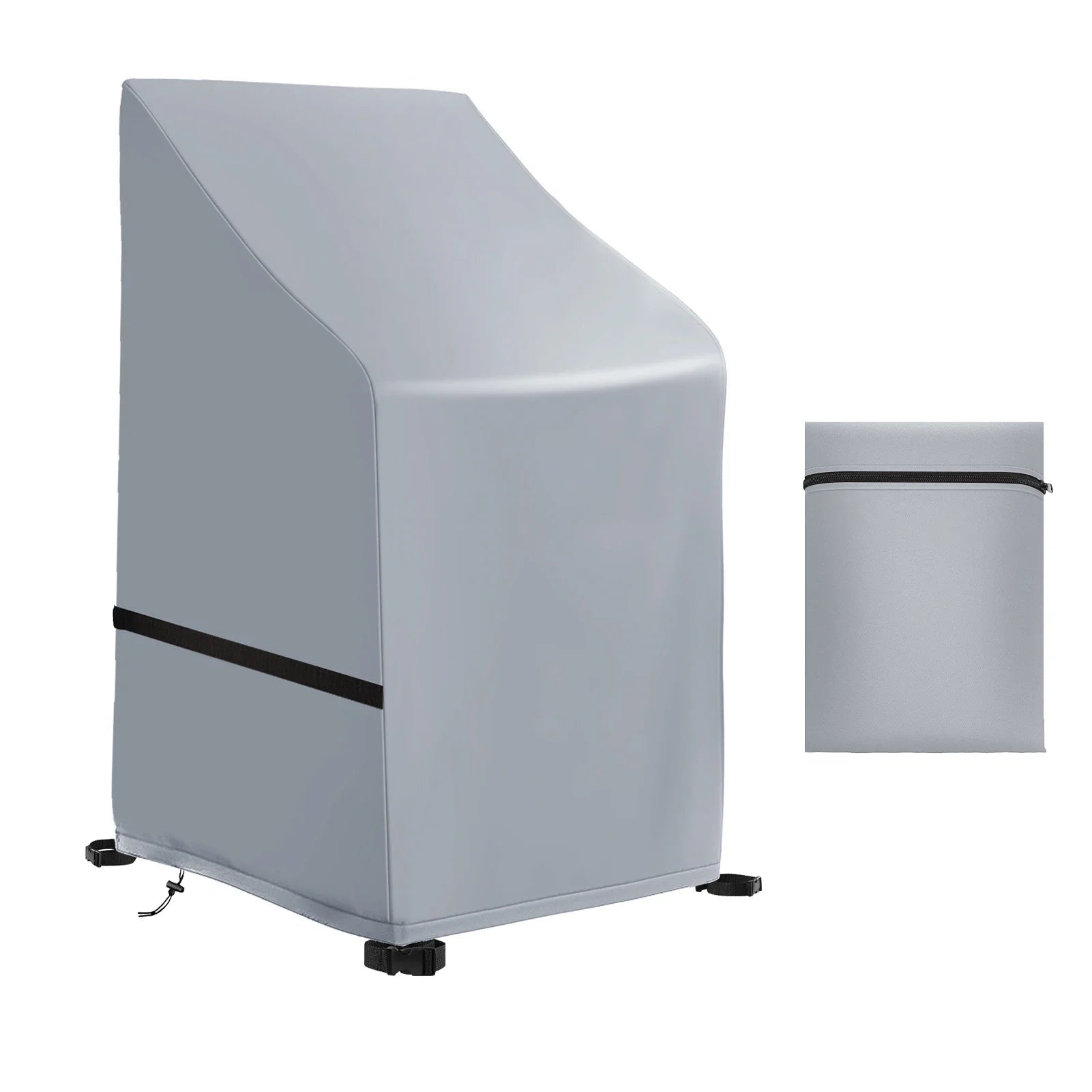 Waterproof Garden Stacking Chair Cover 210D Rain Snow Dust Wind-Proof Anti-UV Outdoor Yard Chair Cover Garden Furniture Cover Peaceful Pleasures Health and Wellness Upgraded Grey 65x65x80x120cm