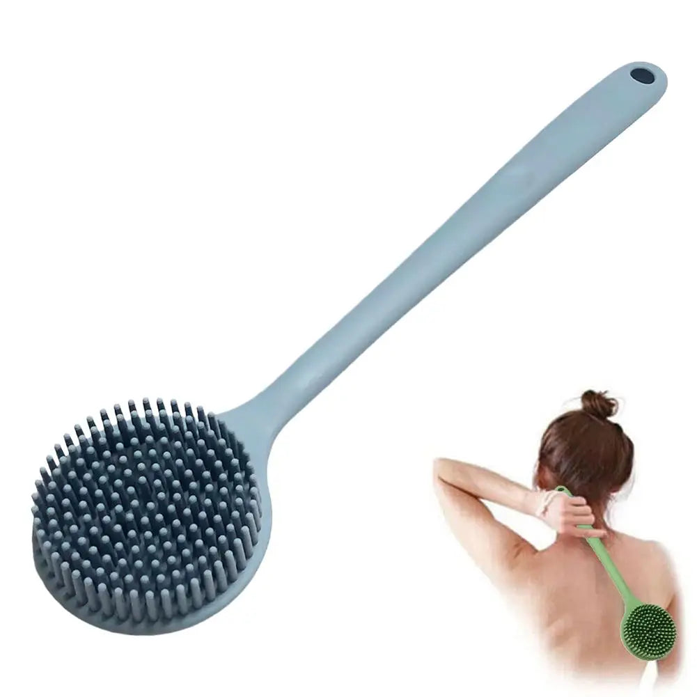 Long-Handle Silicone Bath Brush – Double-Sided Body Scrubber