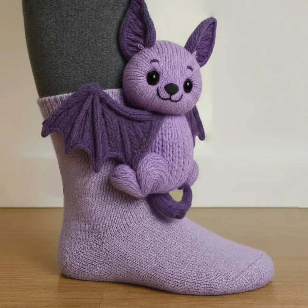 3D Knit Animal Socks Cute Floor Socks Hand Crocheted Double Layer Warm Sock with Cute Rabbit Panda Animals Christmas Gifts Peaceful Pleasures Health and Wellness