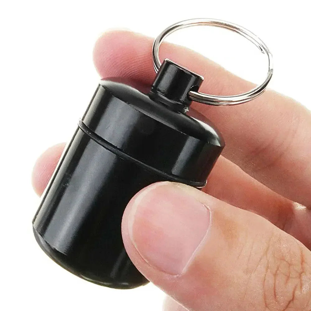 Aluminum Pill Keychain Holder Small Pill Box Waterproof Organizer Stonego Portable Pill Holder Keychain Peaceful Pleasures Health and Wellness