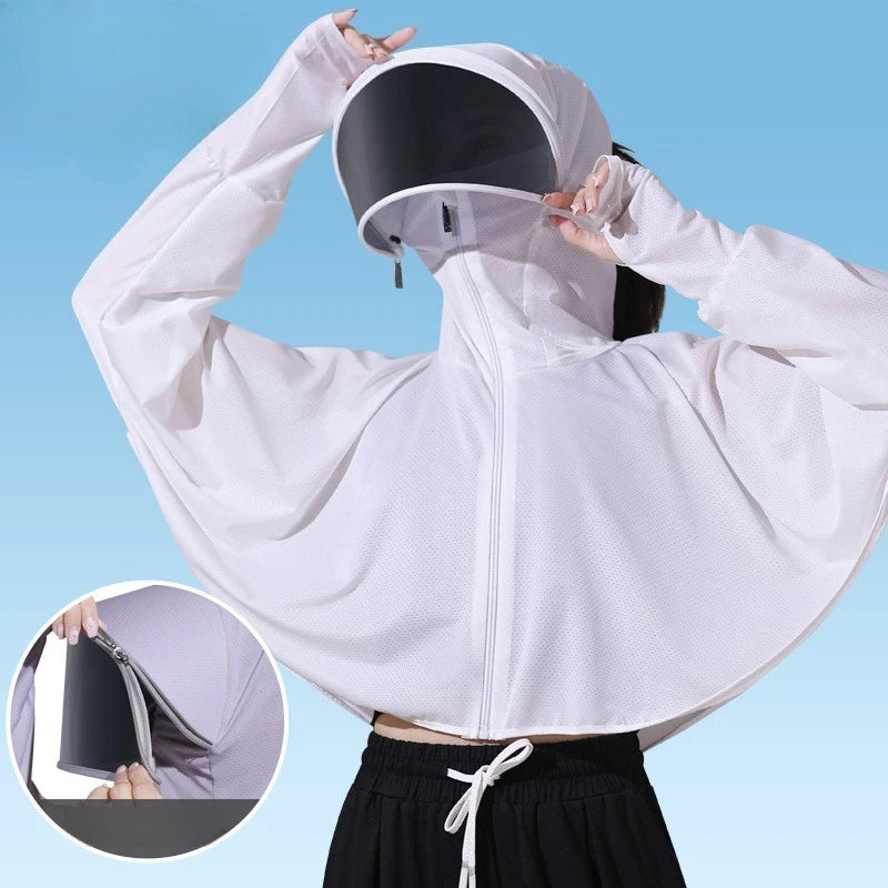 Women's UV Protection Ice Silk Jacket with Face Mask & Neck Gaiter