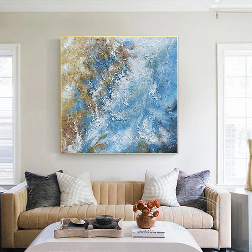Large Square Mural Abstract Art Oil Painting Handmade Texture Wall Decoration Canvas Living Room Bedroom Restaurant Custom Image Peaceful Pleasures Health and Wellness