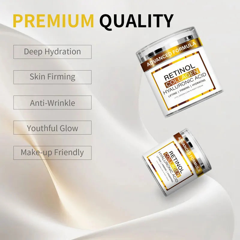 Retinol Cream for Face with Collagen Peptides -Anti Aging Wrinkle Day-Night Cream Facial Moisturizer Tightening and Skin Firming Peaceful Pleasures Health and Wellness
