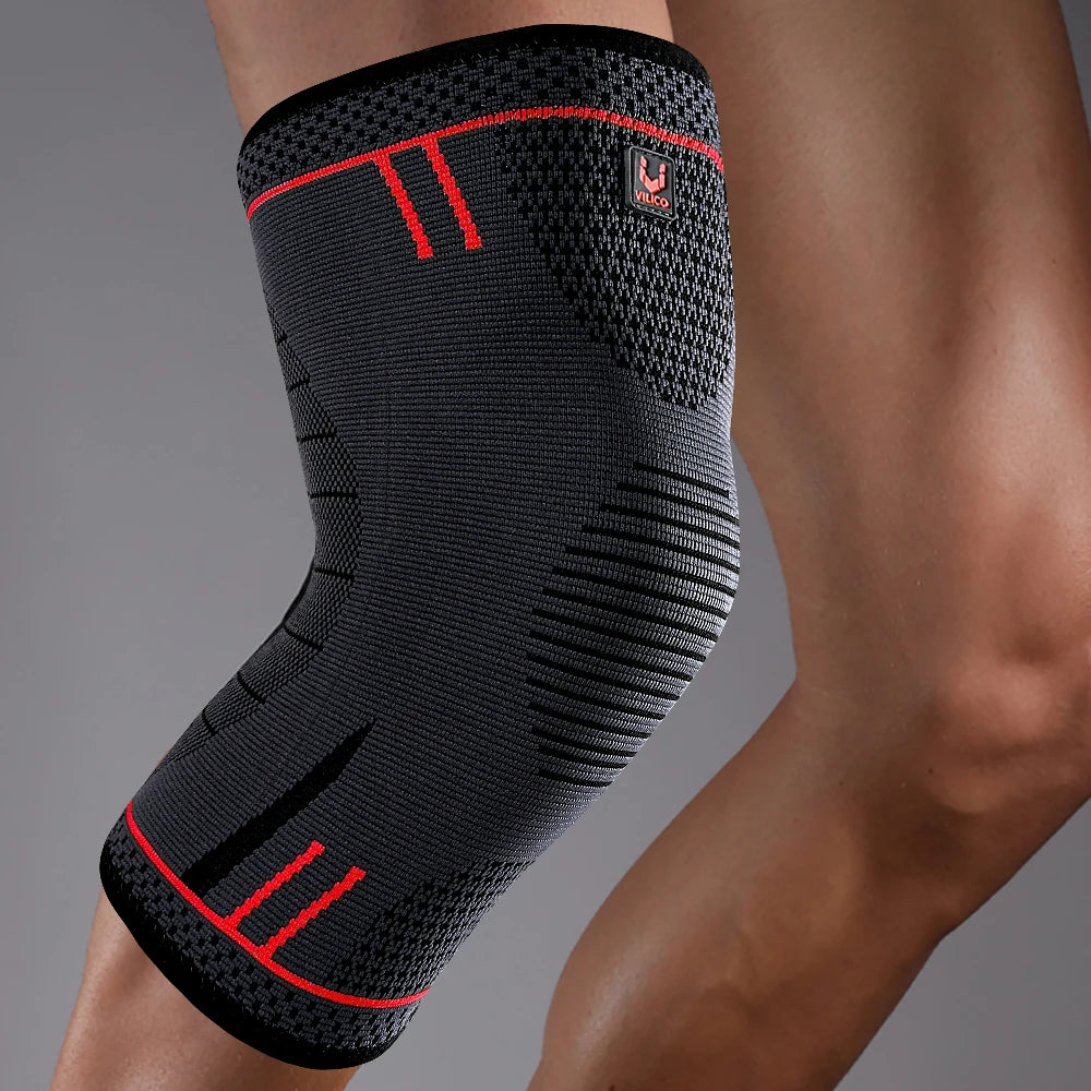 1 Pcs Compression Knee Support Sleeve Elastic Breathable Knee Pads Brace Springs Gym Sports Protector Basketball Volleyball Run Peaceful Pleasures Health and Wellness (Red) XL