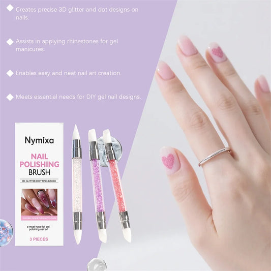Silicone Nail Art Pens 3D Carving Dual-Ended Manicure Set 3pc Nail Art Tool Set Peaceful Pleasures Health and Wellness Default Title