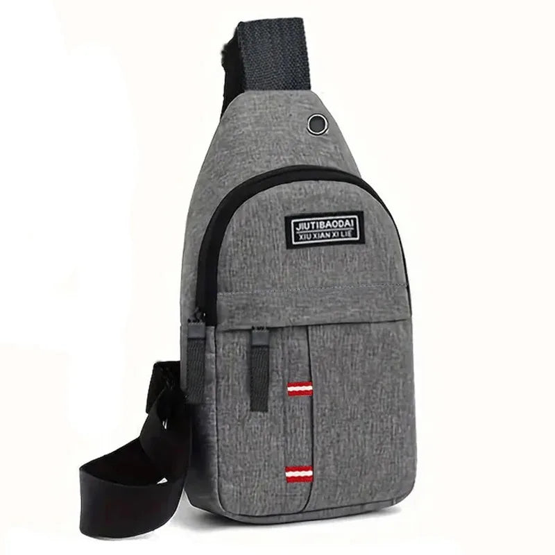 Men's and women's adjustable breast pockets, single-shoulder diagonal cross Oxford fabric breast pockets Peaceful Pleasures Health and Wellness GRAY