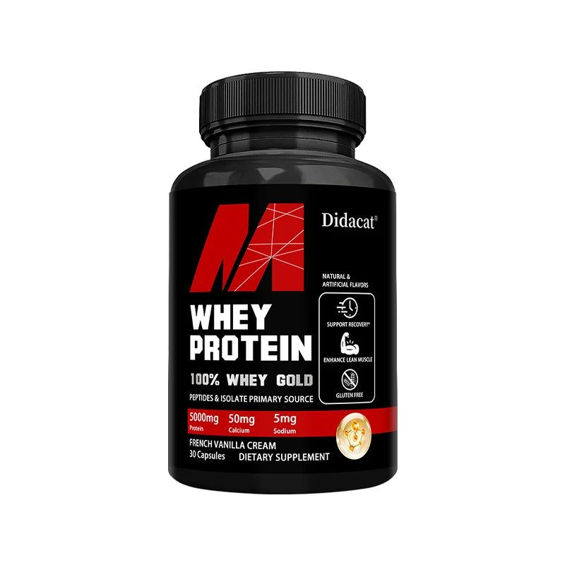 Didacat Whey Protein Concentrate, with 5000mg Protein, Gluten Free & Non-GMO, Boost Immunity and Support Post-exercise Recovery Peaceful Pleasures Health and Wellness 30 count-1 bottle