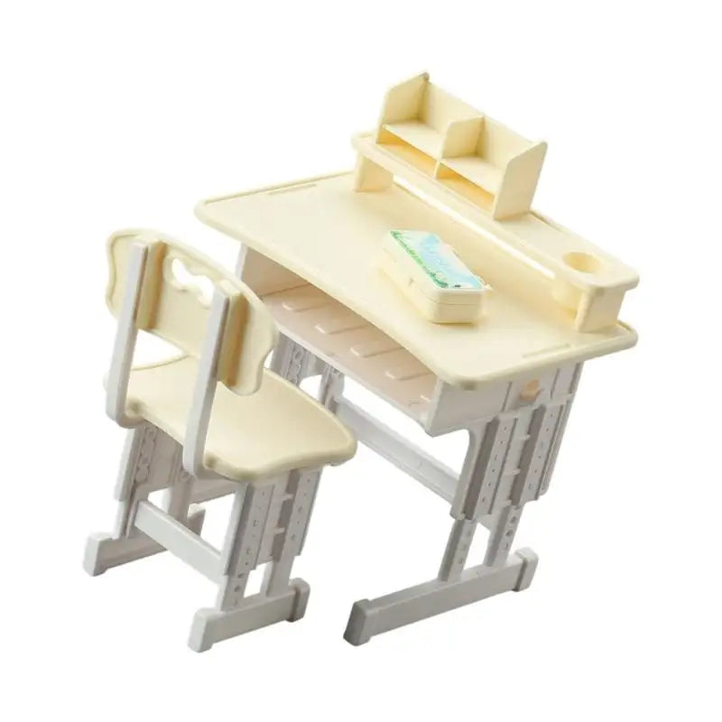 Miniature Desk & Chair Set – Dollhouse School Furniture for Kids