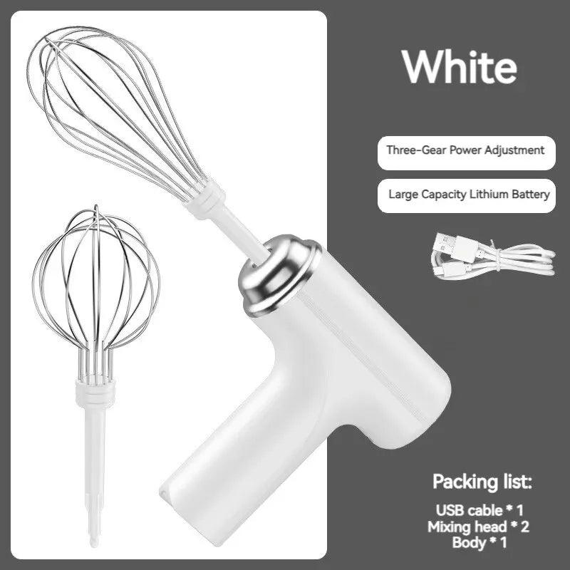 Mini Wireless Household Electric Egg Beater Automatic Handheld Whipping Cream Mixer Small Mixer Practical Household Kitchen Tool Peaceful Pleasures Health and Wellness WHITE