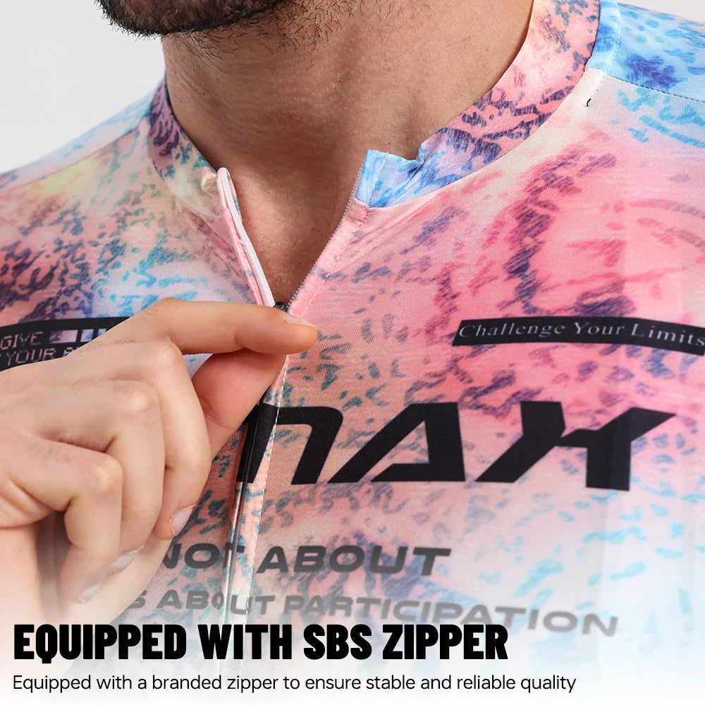PHMAX Men's Short Sleeve Cycling Jersey – Quick Dry, 3 Pockets