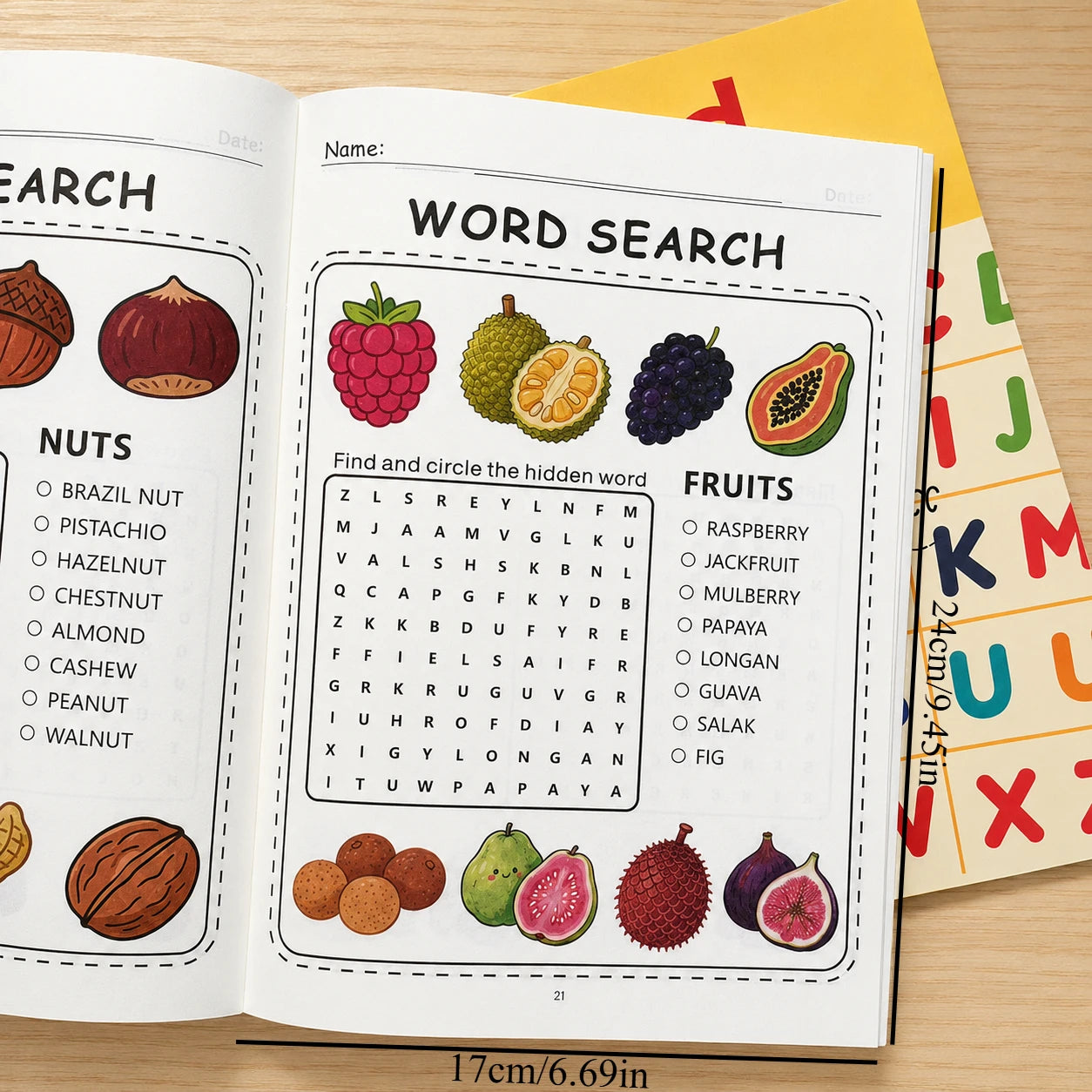 32-Page Word Search Puzzle Book Kids Hidden Games Early English