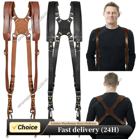 Universal Dual Camera Leather Strap Double Cameras Washable Harness Adjustable Carry Shoulder Straps For DSLR/SLR Cam Accessorie Peaceful Pleasures Health and Wellness