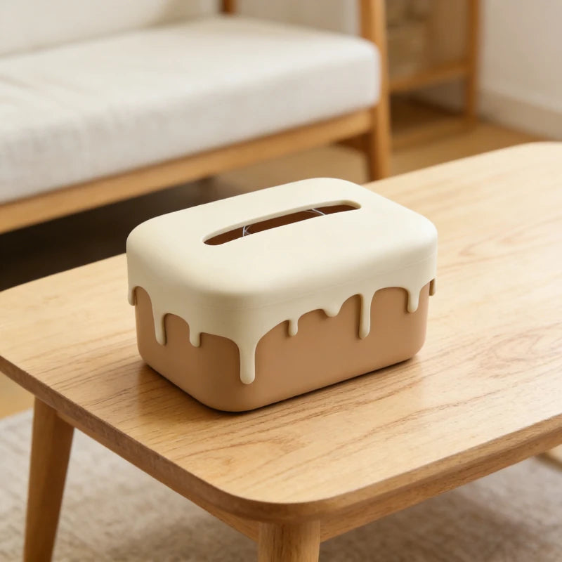 Dopamine Tissue Box High Aesthetic Home Living Room Bathroom Silicone Tissue Case Auto Lift Creative Paper Box Desktop Organizer Peaceful Pleasures Health and Wellness