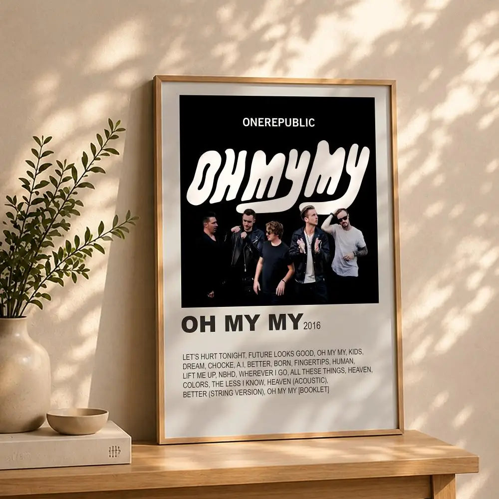 OneRepublic Band Poster – HD Self-Adhesive Waterproof Wall Art Music Band Poster Peaceful Pleasures Health and Wellness White5 15X20cmNoframe