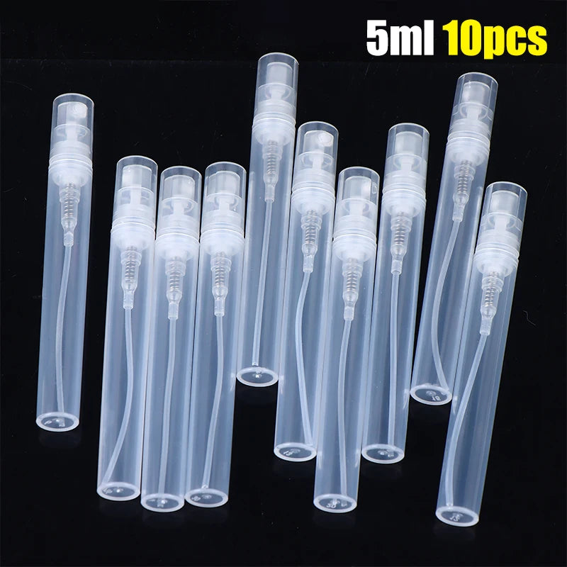 10Pcs 2/3/5ML Mini Clear Plastic Empty Perfume Bottle Refillable Spray Bottle Atomizer Container Women Travel Perfume Bottles Peaceful Pleasures Health and Wellness 5ml 10pcs