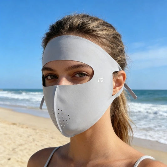 UPF50+ Full Face Sun Mask Ice Cooling Breathable Facekini