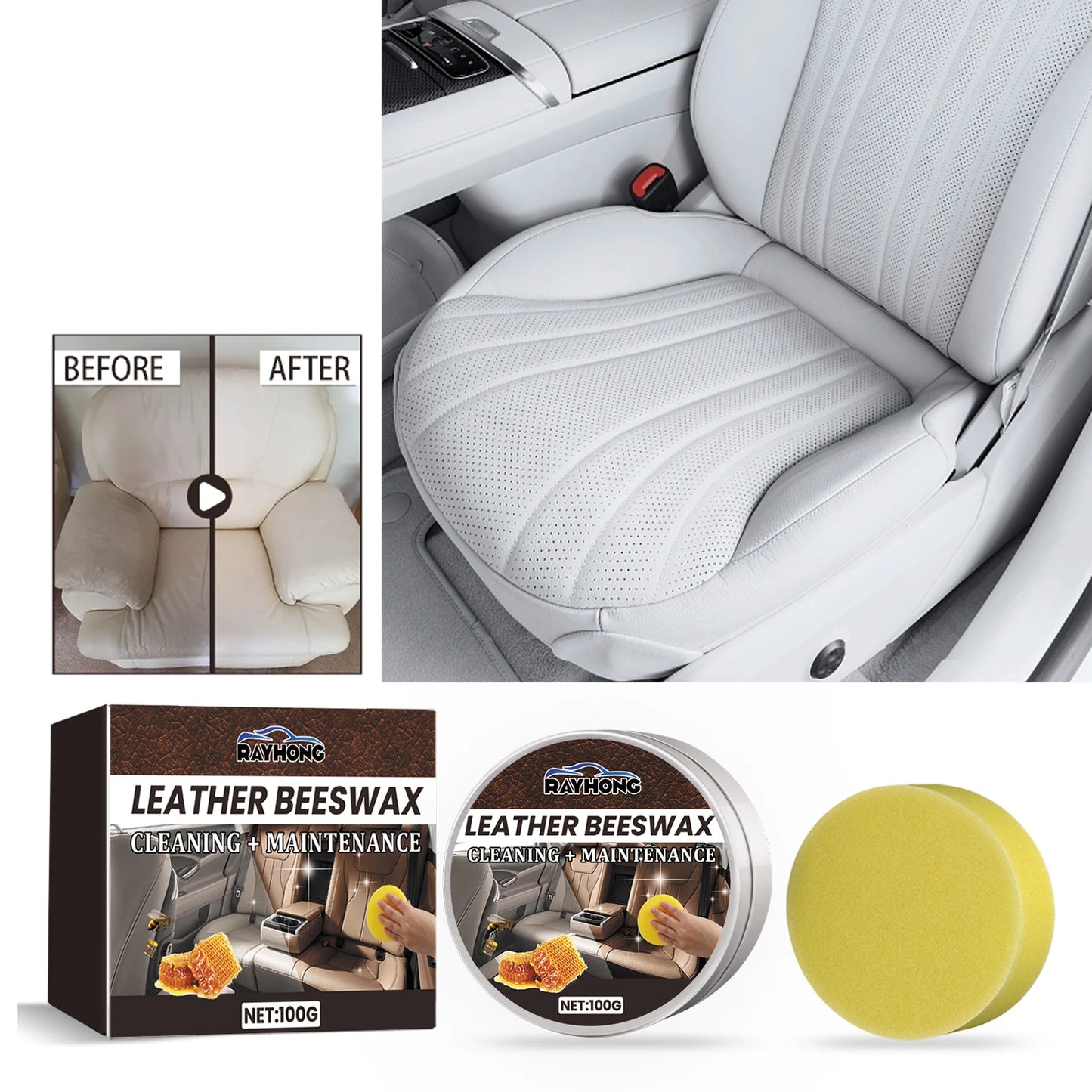 RayHong Leather Care Repair Cream – Car Seat & Sofa Restorer