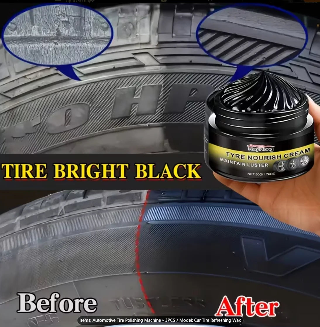 Car Tire Shine Wax – Brightener, Waterproofer & Trim Care