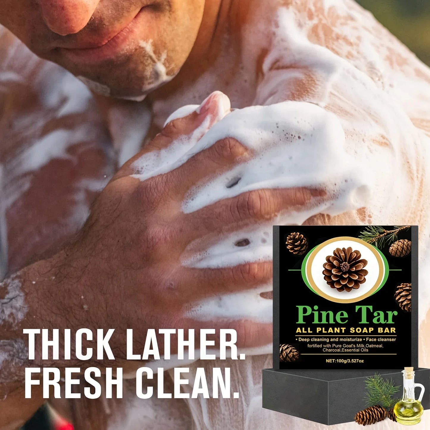Men's Pine Tar Soap Bar – Deep Cleansing & Moisturizing