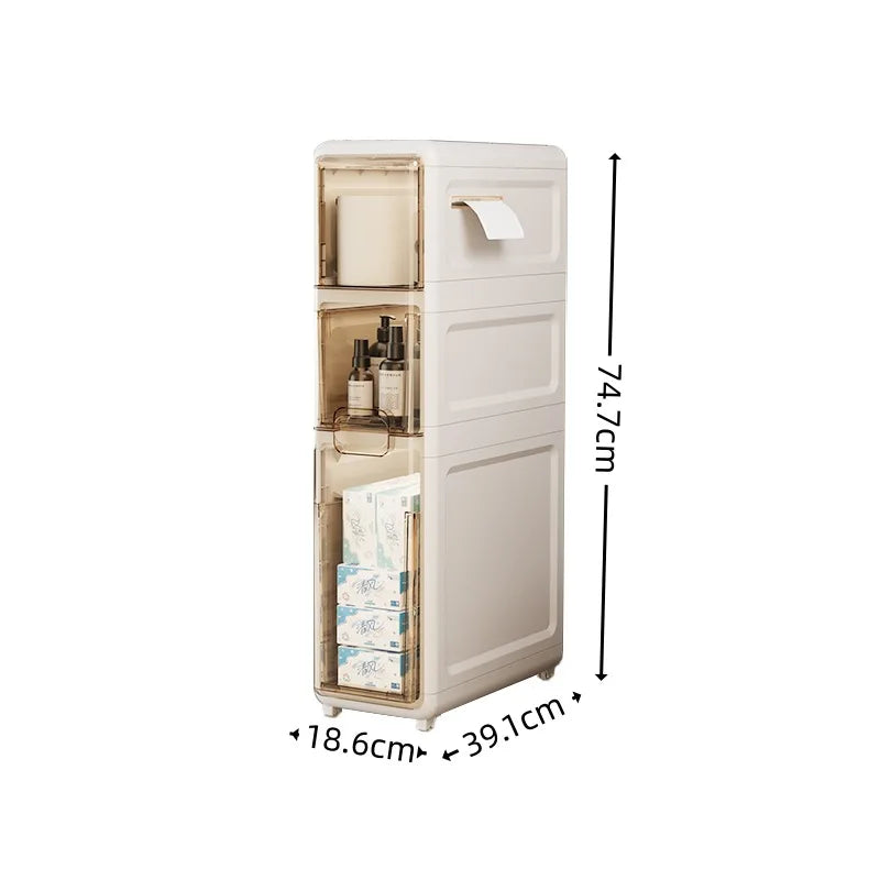 Narrow Gap Storage Cabinet with Sliding Drawers Waterproof Organizer for Bathroom & Kitchen, Multi-Layer Shelf for Tight Spaces Peaceful Pleasures Health and Wellness 3 Layer