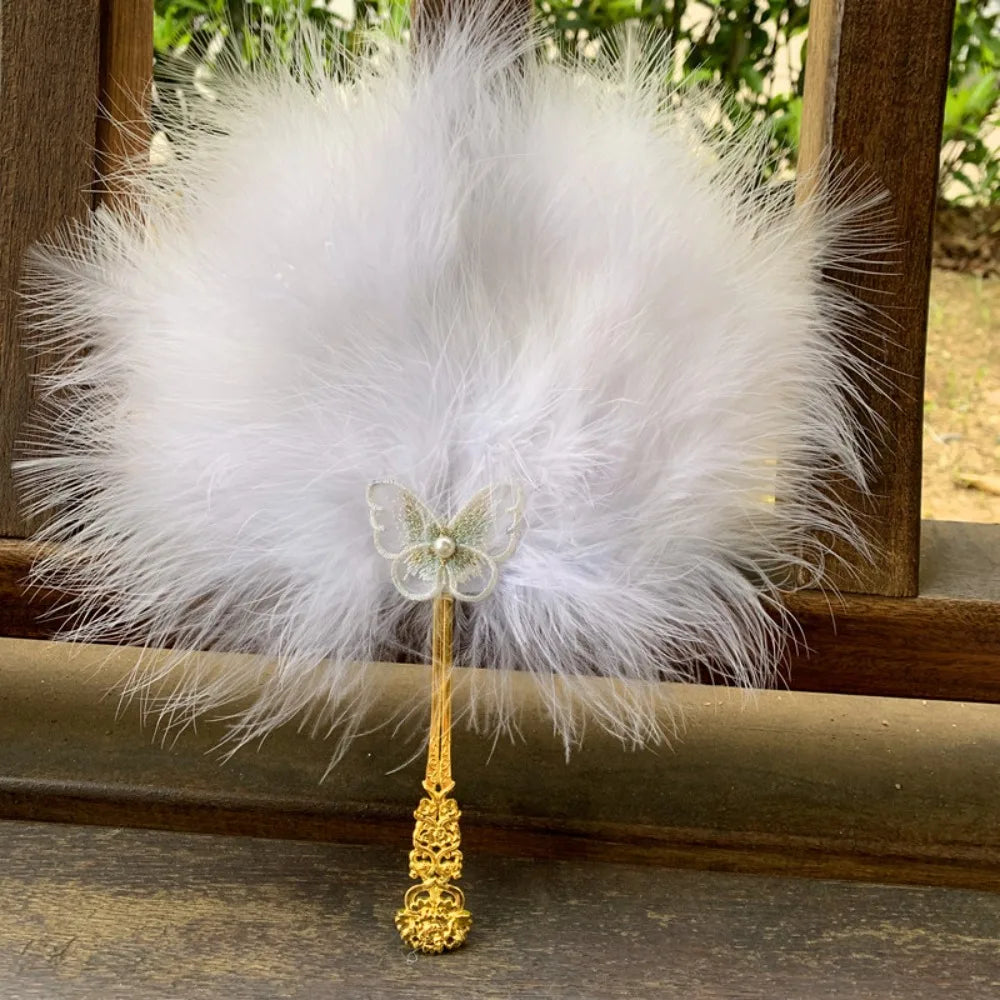 Fluffy Feather Fan with Tassels – Foldable Dance & Photo Prop