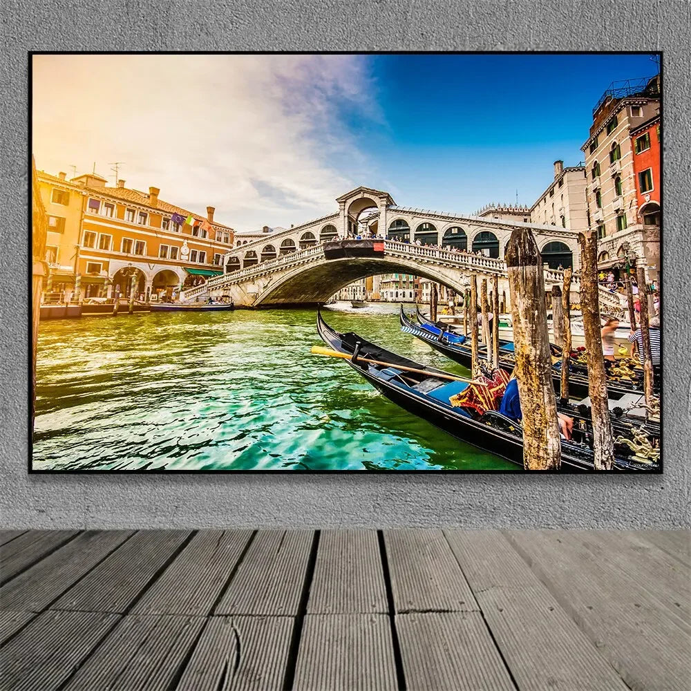 Famous Venice Italy Canvas Painting Wall Art Sunset Natural Scenery Pictures Posters and Prints for Living Room Home Decorati Peaceful Pleasures Health and Wellness B 30x40cm Unframed