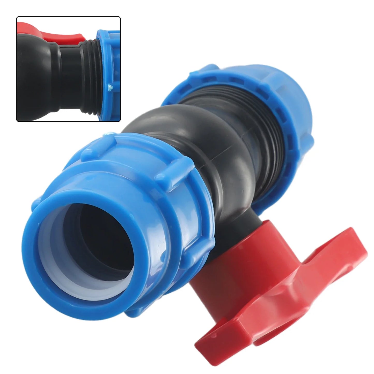 PE Pipe Ball Valve Shut-Off Fitting | 20/25/32mm External Thread