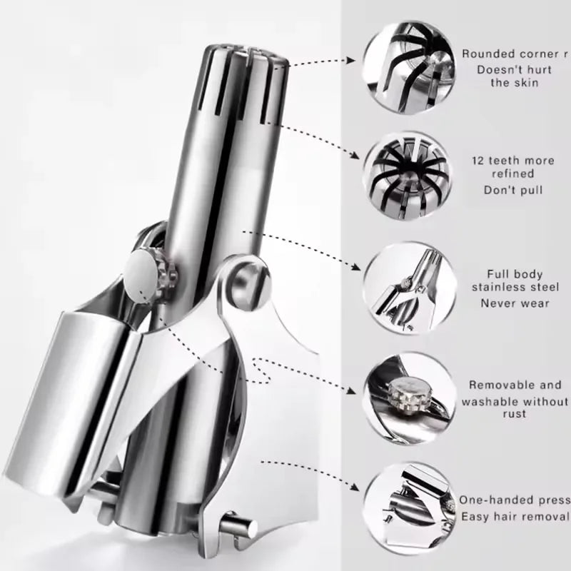Manual Nose & Ear Hair Trimmer – Stainless Steel, Washable Peaceful Pleasures Health and Wellness