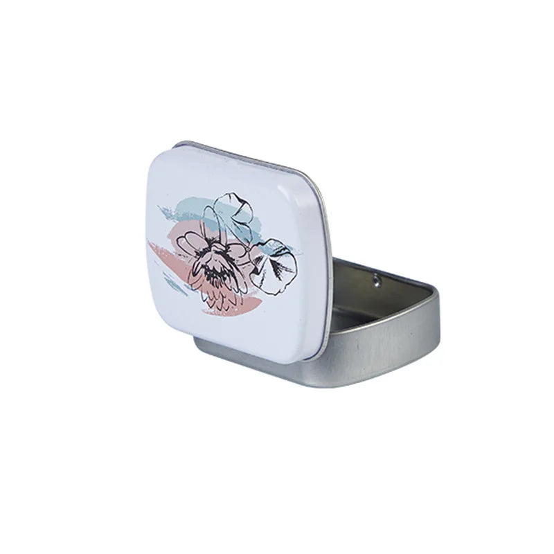 Mini Hinged Metal Tin Box – Flip Lid Storage Case 60x45mm