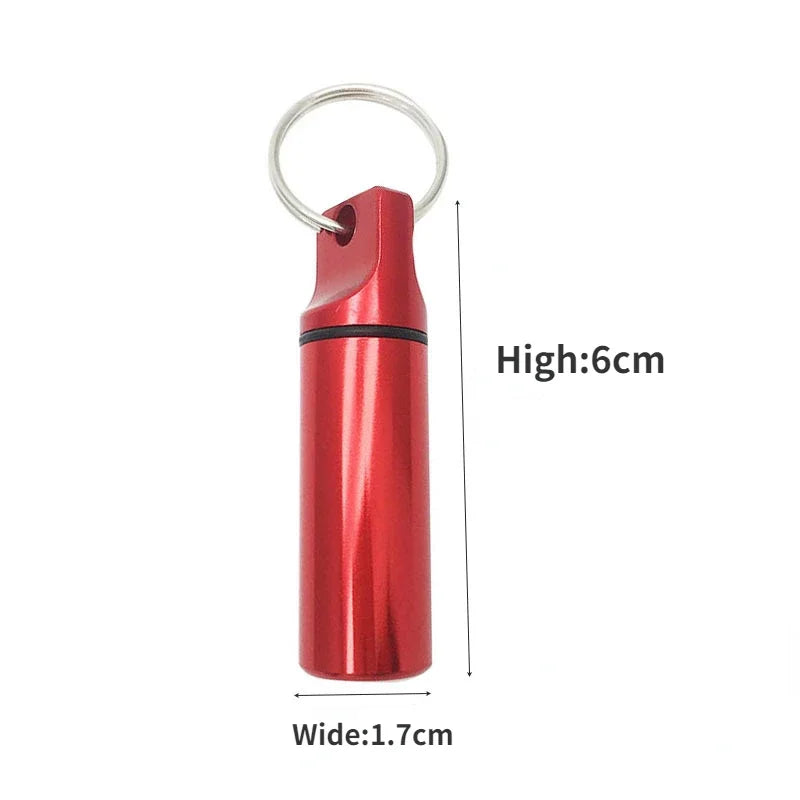 Aluminum Waterproof Pill Box Cases with Sealed Storage, Flat Head, Round Alloy Cartridge and Keychain for Vitamin Fish Oils Peaceful Pleasures Health and Wellness
