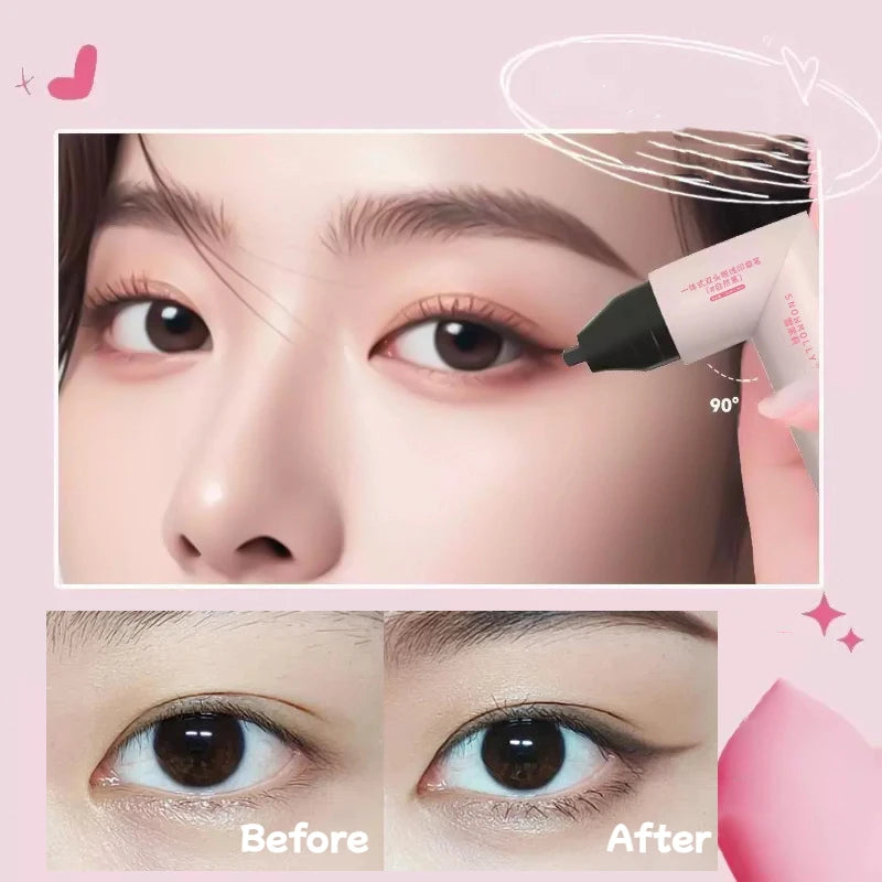 Dual-Ended Waterproof Eyeliner Stamp Pen | Black & Brown