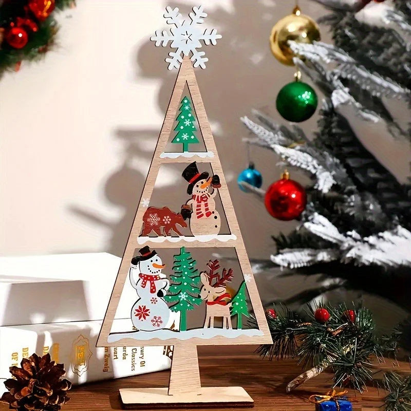 Wooden Christmas Tree Desktop Ornament | Holiday Decor Gift