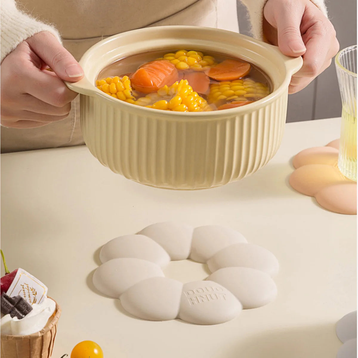 1PCS Silicone Anti Scalding Placemats Insulation Placemat For Table And Bowl Pendable Design Silicone Table Mats For Coffee Peaceful Pleasures Health and Wellness