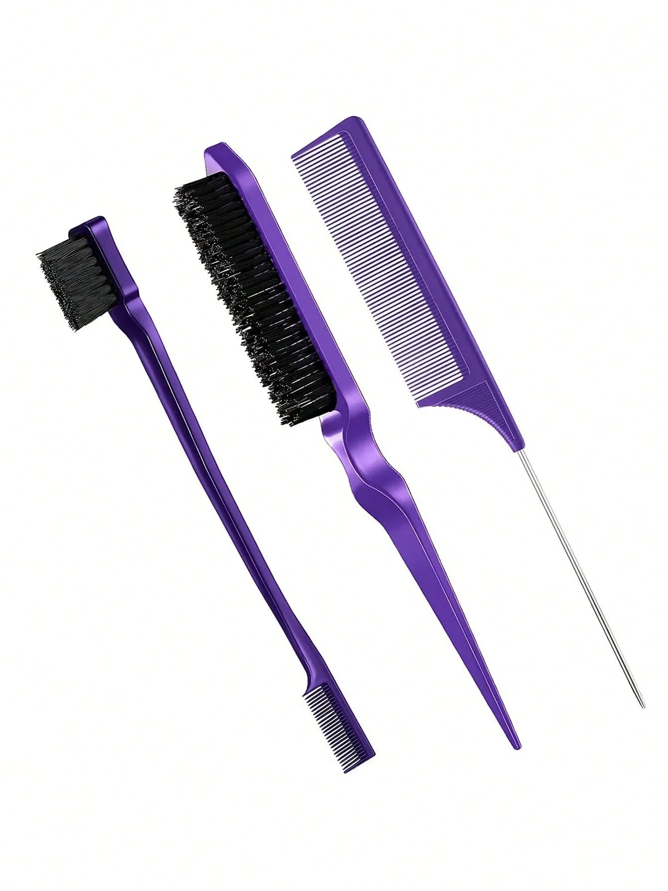 3pcs styling comb set with triple tear hair brush mouse tail comb edge brush,salon hair styling tool Special for real hair wigs Peaceful Pleasures Health and Wellness