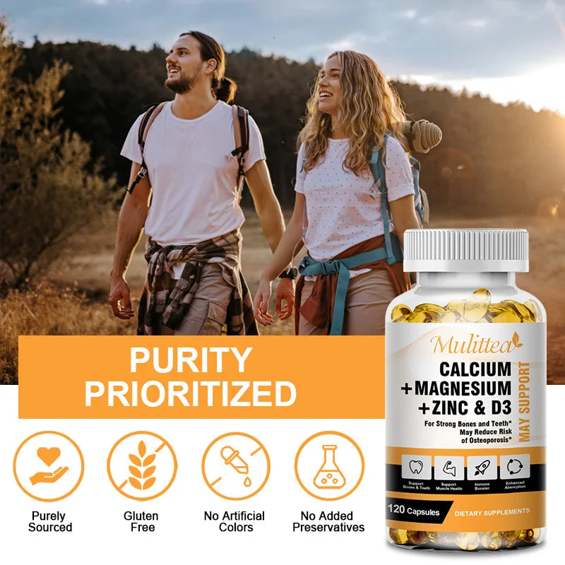 Calcium Magnesium Zinc + Vitamin D3 Capsules – Bones, Nerves & Immunity | 120 Count Peaceful Pleasures Health and Wellness
